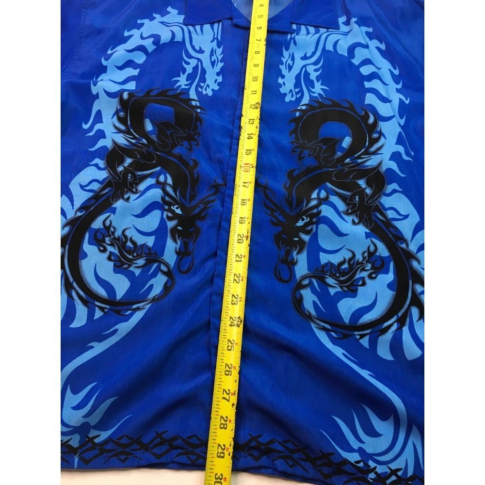 City Impact Men's Shirt Size XL Blue Dragon Print Button-Up Shirt - Picture 4 of 8